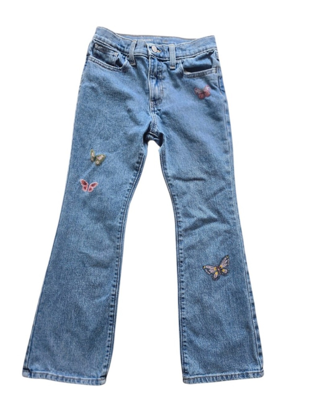 Old Navy Girl's High- Rise Butterfly Print Flair Jeans Size 12